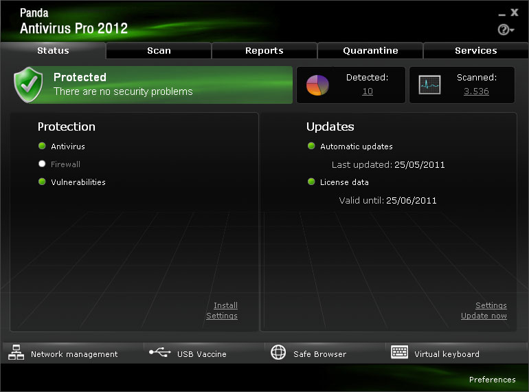 Screenshot of Panda Antivirus Pro 2012 Panda Antivirus Pro 2012 screenshot
