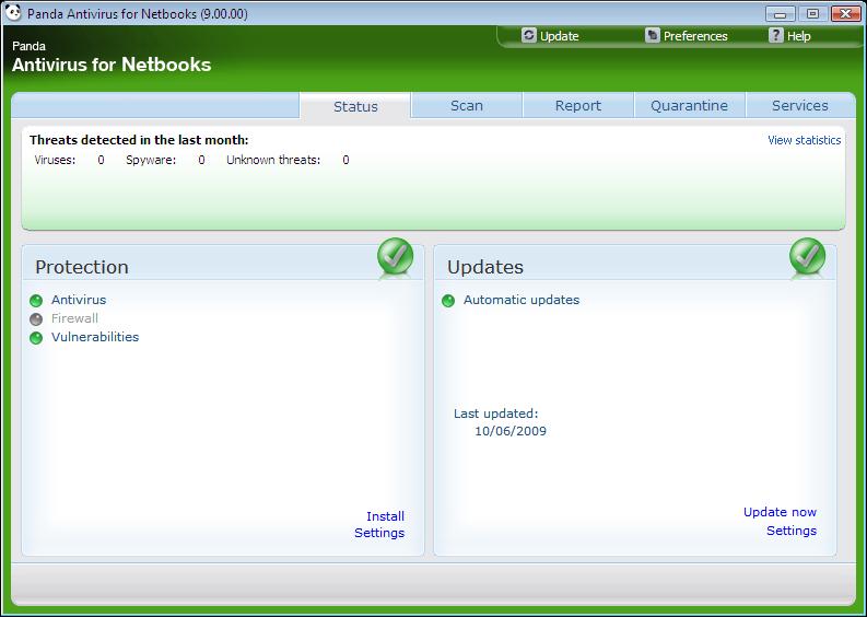 Screenshot Panda Antivirus for Netbook