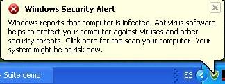 Message simulating a Windows Security Alert