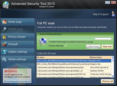 Scan carried out by SecurityTool2010