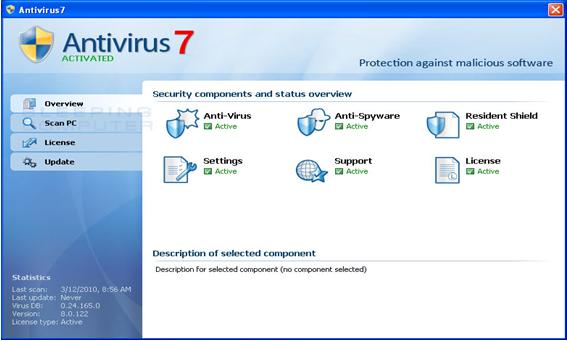 Interfaz de Antivirus7