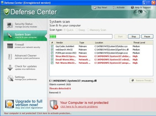 Scan carried out by DefenseCenter