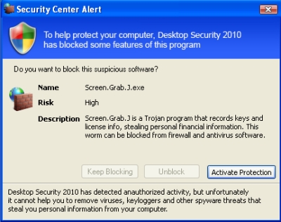 Mensaje que simula ser del Centro de Seguridad de Windows
