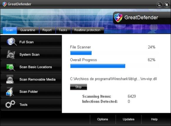 Interface of the program