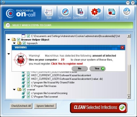 Resultado del análisis realizado por MacroVirus