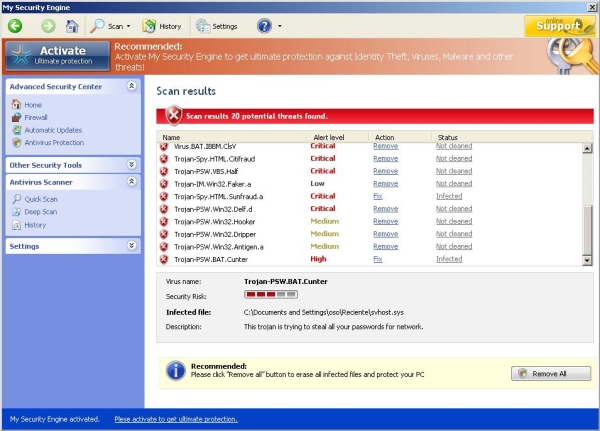 Scan carried out by MySecurityEngine