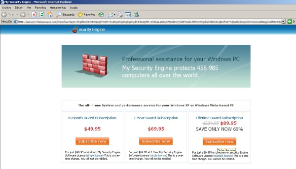 Página de compra de MySecurityEngine