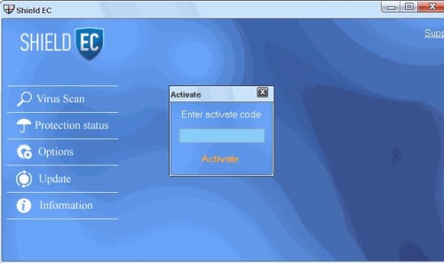 Activation message of the rogueware ShieldEC