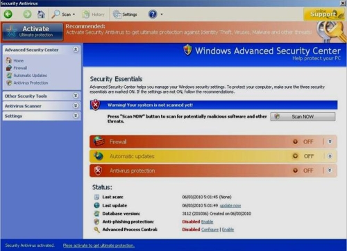 SecurityAntivirus interface