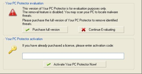 Solicitud de activación de YourPCProtector