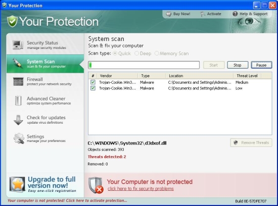 Interface of YourProtection