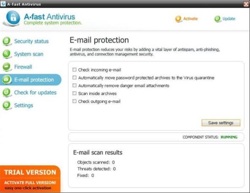 One of the options of A-FastAntivirus