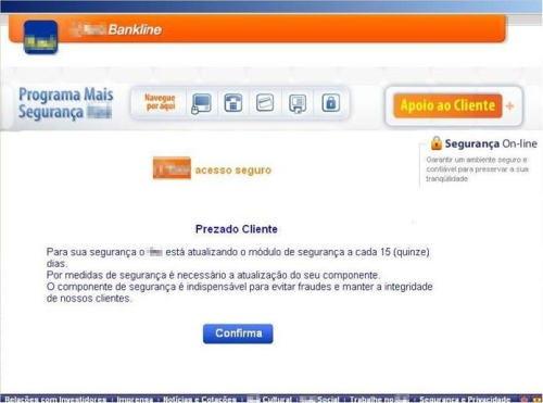 Interface of the fake program