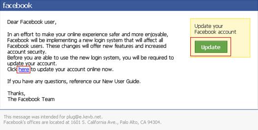 Facebook message used to distribute Sinowal.WUR