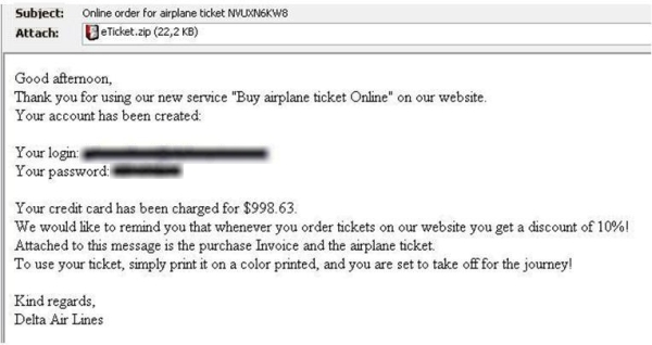 Message in which Mailbot.GA is distributed