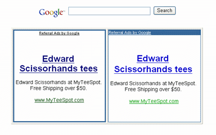 Website displayed by Manclick.B imitating Google's