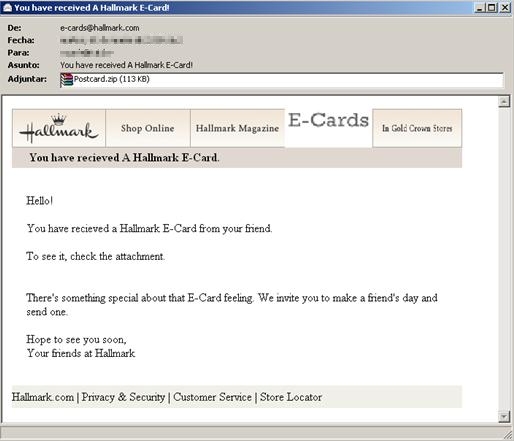 Email en el que llega P2PShared.AV