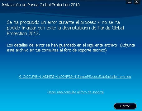 Error Instalación Panda 2013