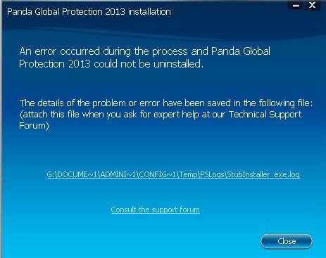 Installation Error Panda 2013