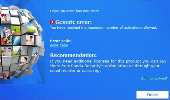 Error 0006:0906 activating Panda 2014 Error 0006:0906 activating Panda 2014