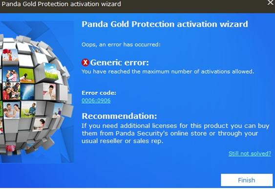 Error 0006:0906 activating Panda Gold Protection Error 0006:0906 activating Panda Gold Protection