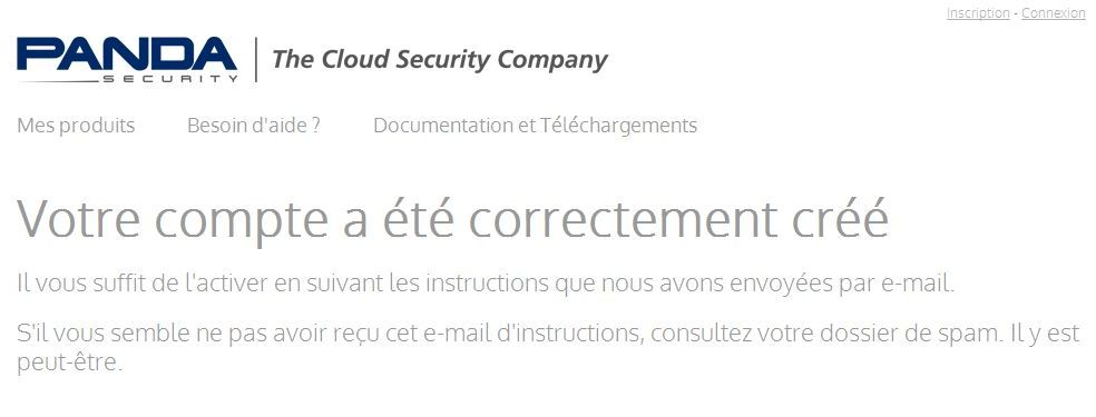 Compte créé Compte créé