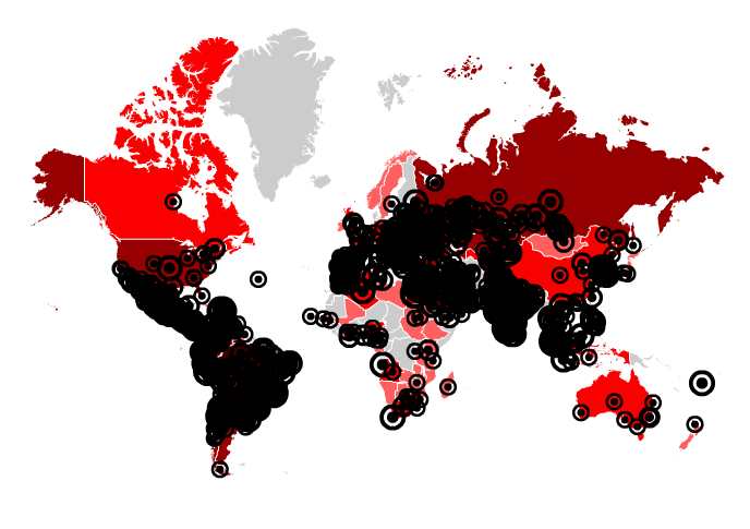 Mariposa World Map Cities