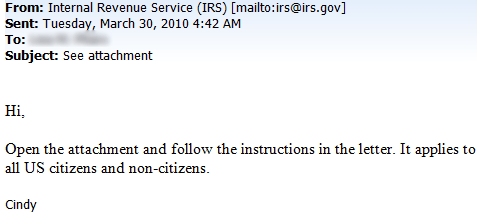 Fake IRS E-mail Fake IRS E-mail