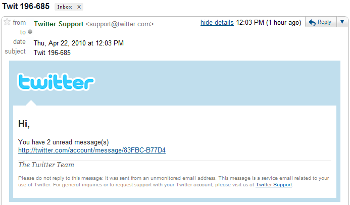 Twitter Support Spam