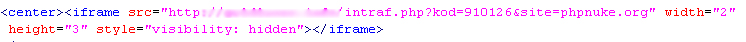 malicious iframe redirector - php-nuke
