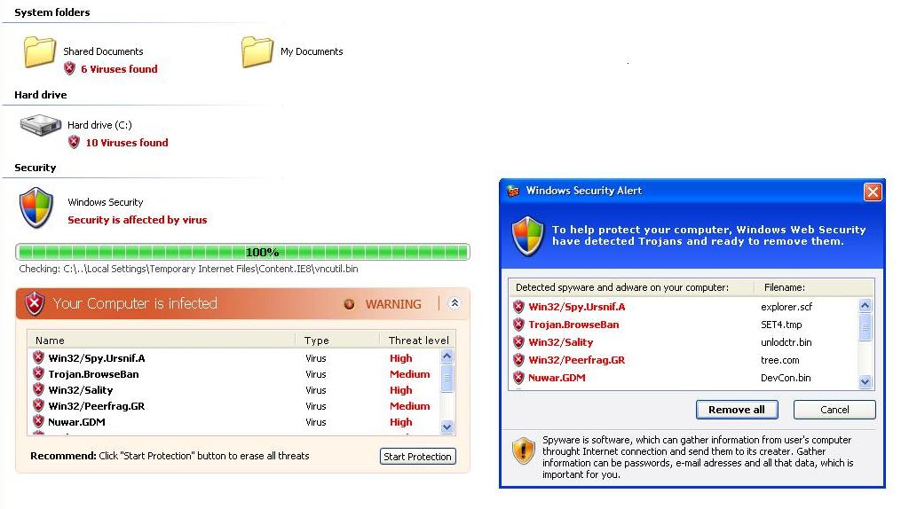 Fake scan message Windows XP theme