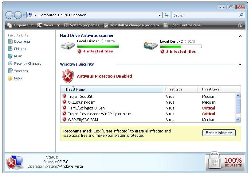 Fake scan message Windows 7 theme