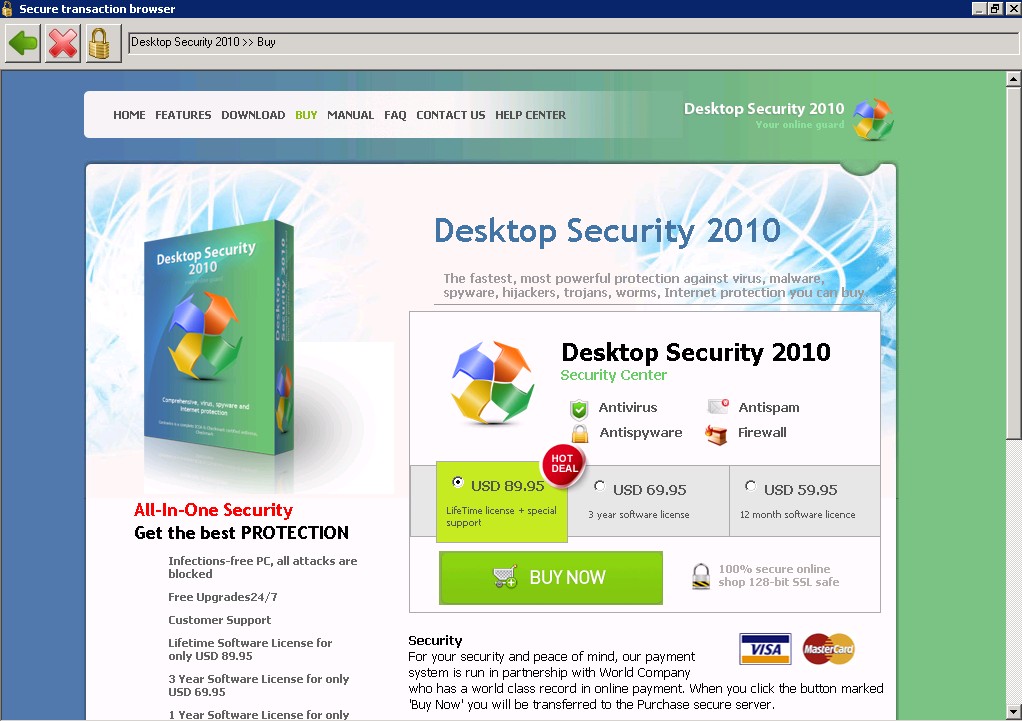 Desktop Security 2010 Purchase Page