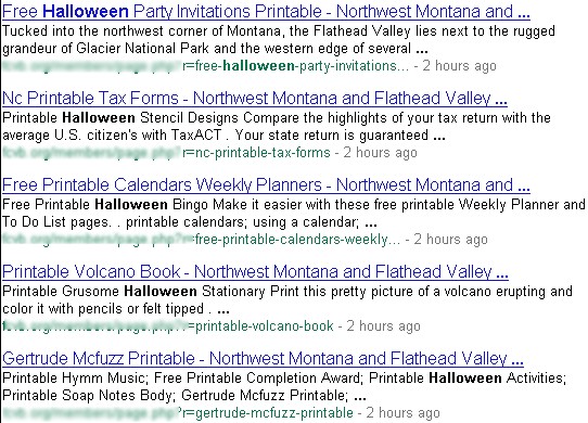 Halloween/Thanksgiving Blackhat SEO Search Results