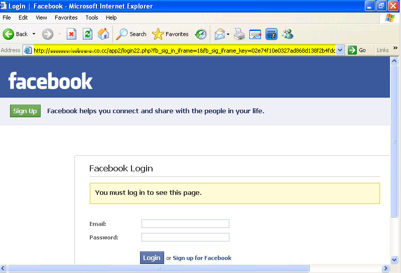 Facebook Phishing Page.