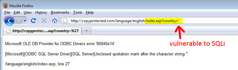 SQLi on CopyProtected.com