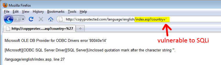 SQLi on CopyProtected.com SQLi on CopyProtected.com