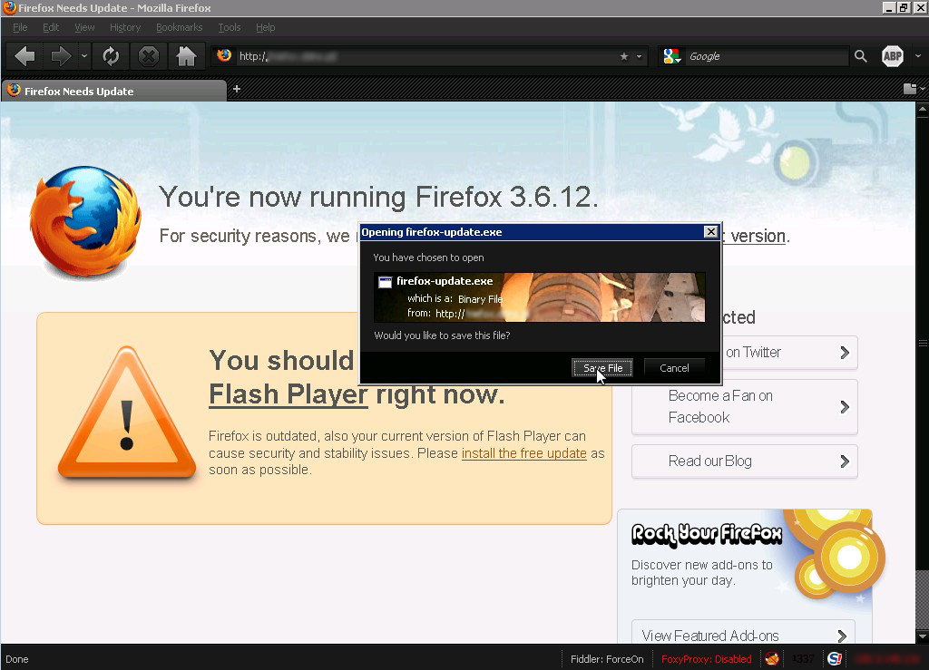 Fake Firefox Update Website