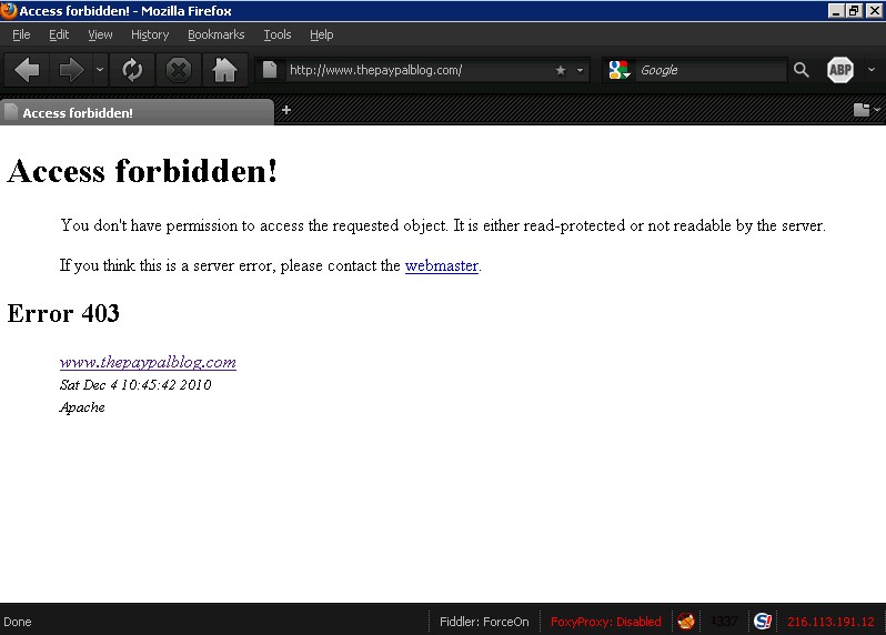 403 error on ThePayPalBlog.com 403 error on ThePayPalBlog.com