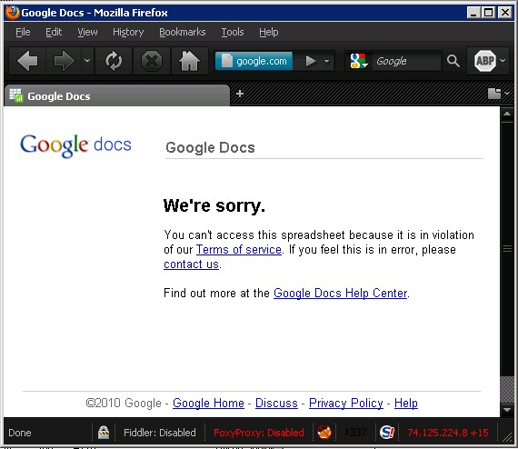 Google Docs TOS