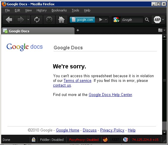 Google Docs TOS Google Docs TOS
