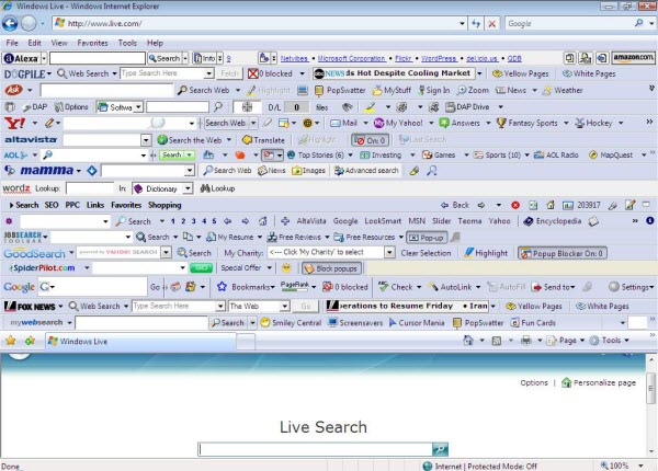 Toolbar spam