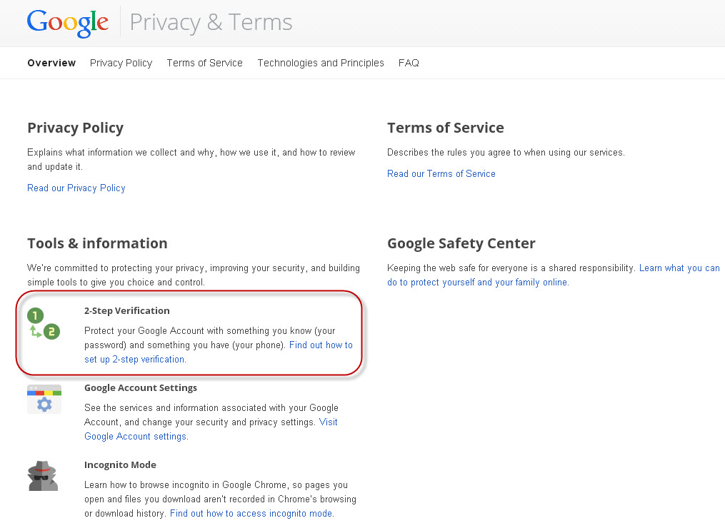 Authentication Tools for Secure Sign In - Google Safety Center