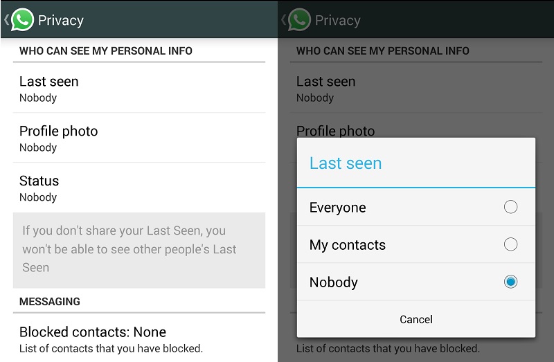 whatsapp privacy