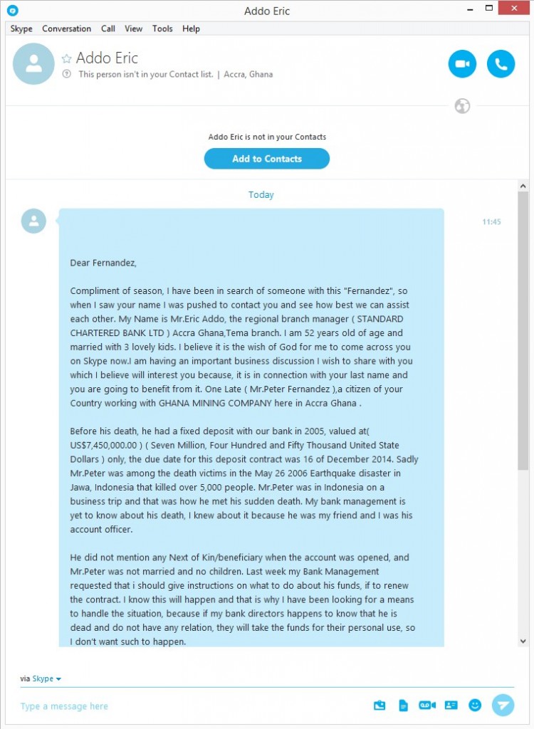 The Nigerian Skype Scam Is Back To Try And Trick Us Once Again Panda