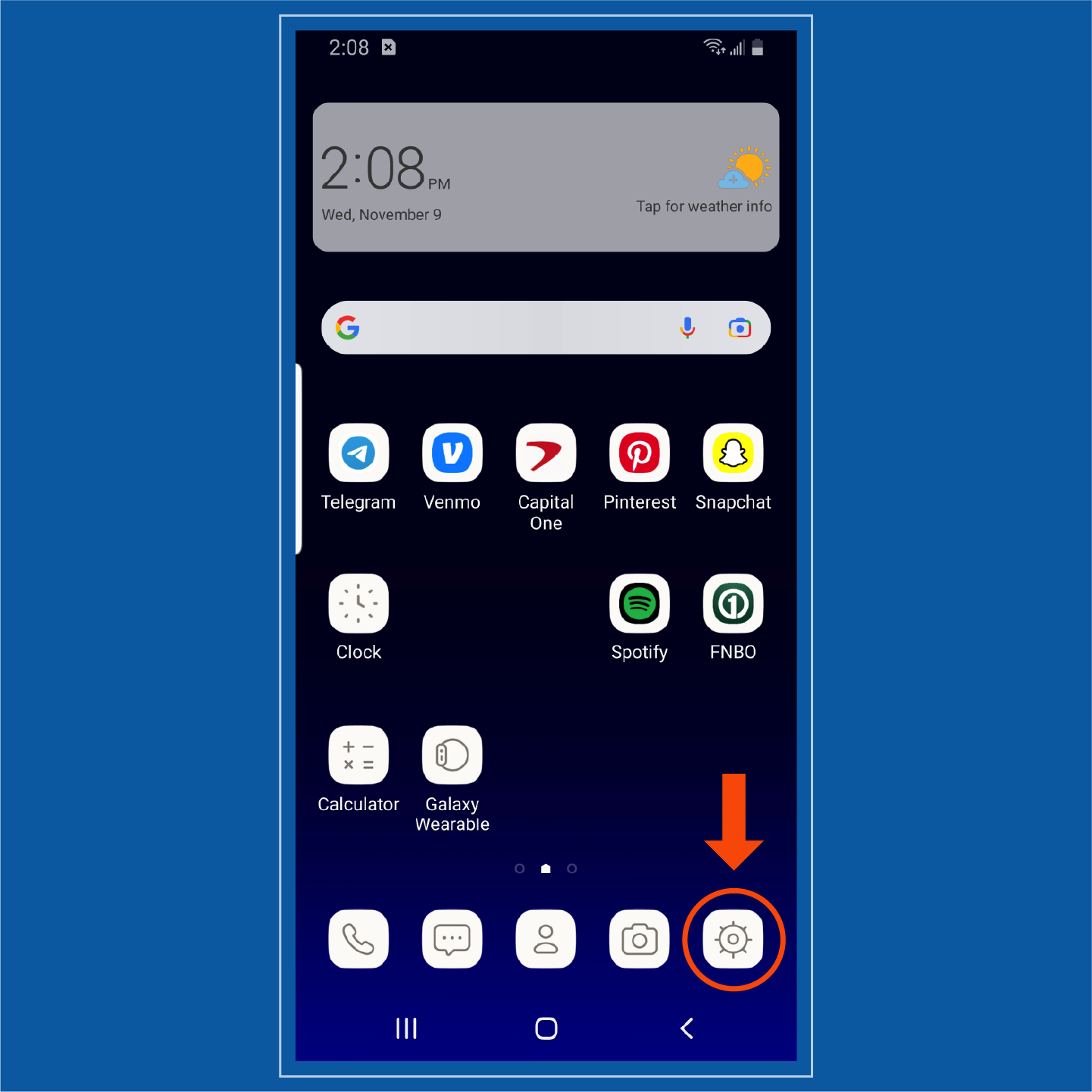 Krok 1 odstranění viru na telefonu Android