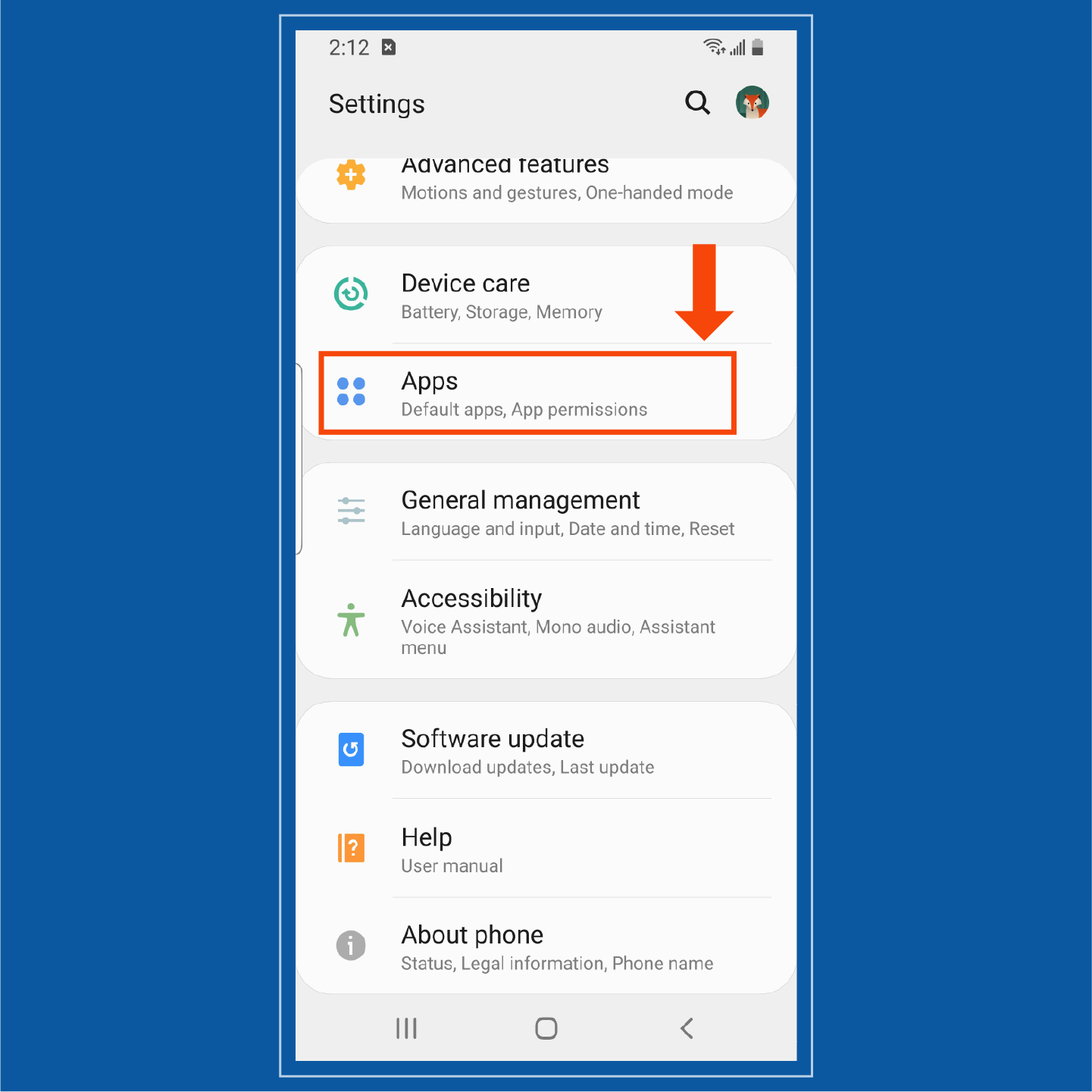 Krok 2 odstranění viru na telefonu Android