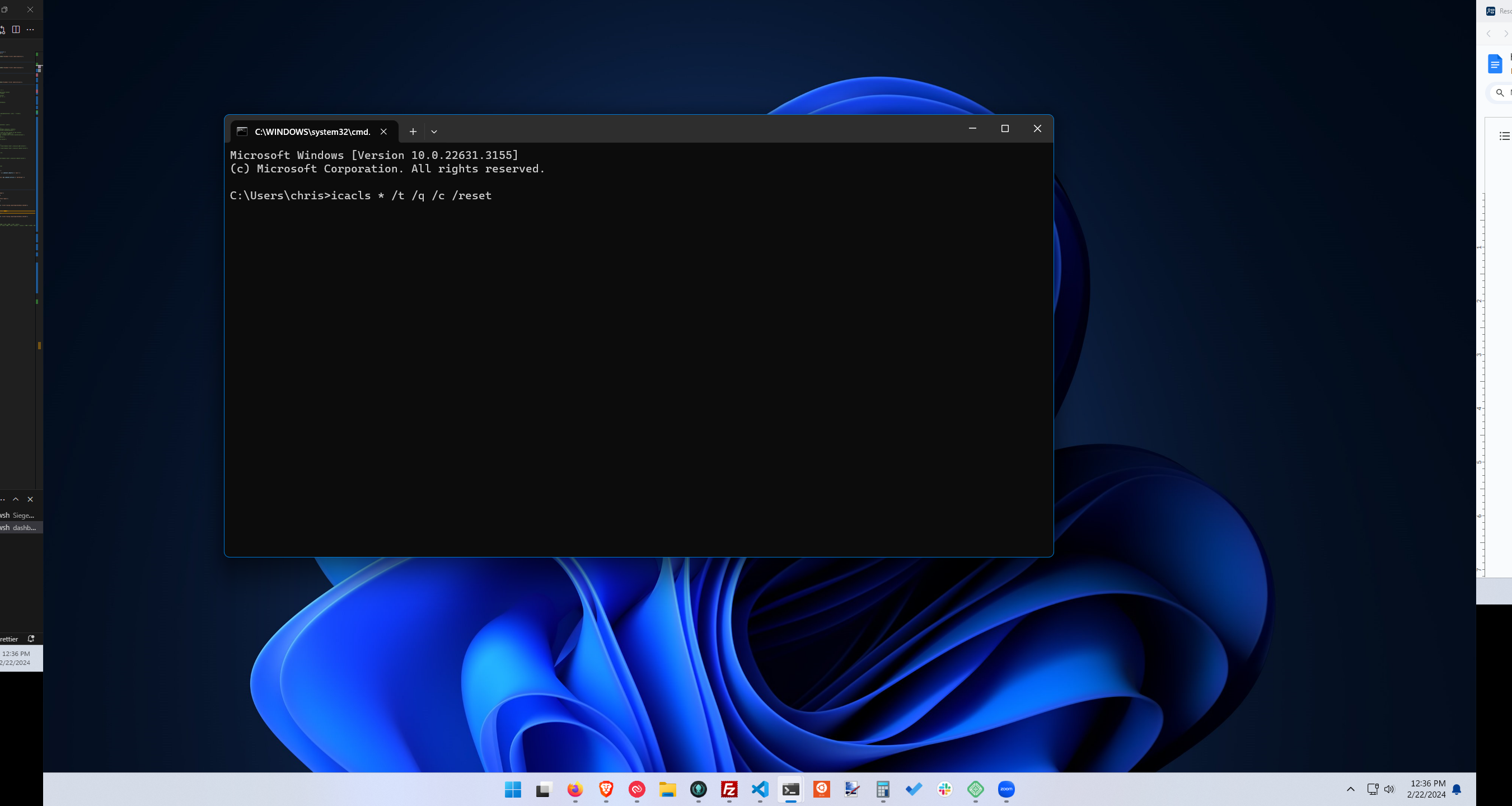 Screenshot of command prompt on PC