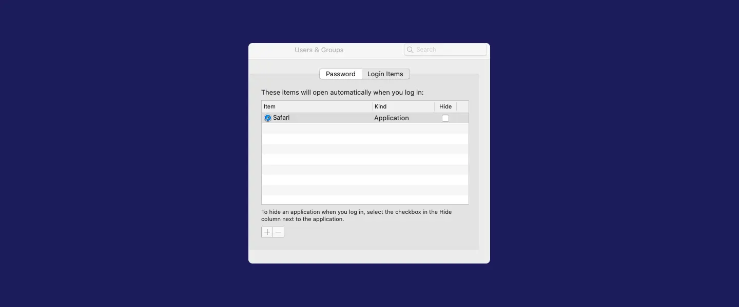 Screenshot showing mac prevent programs startup