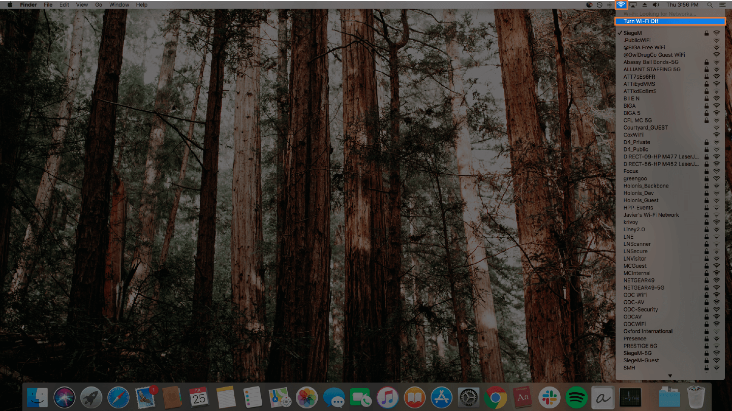 screenshot of disconnecting from the internet